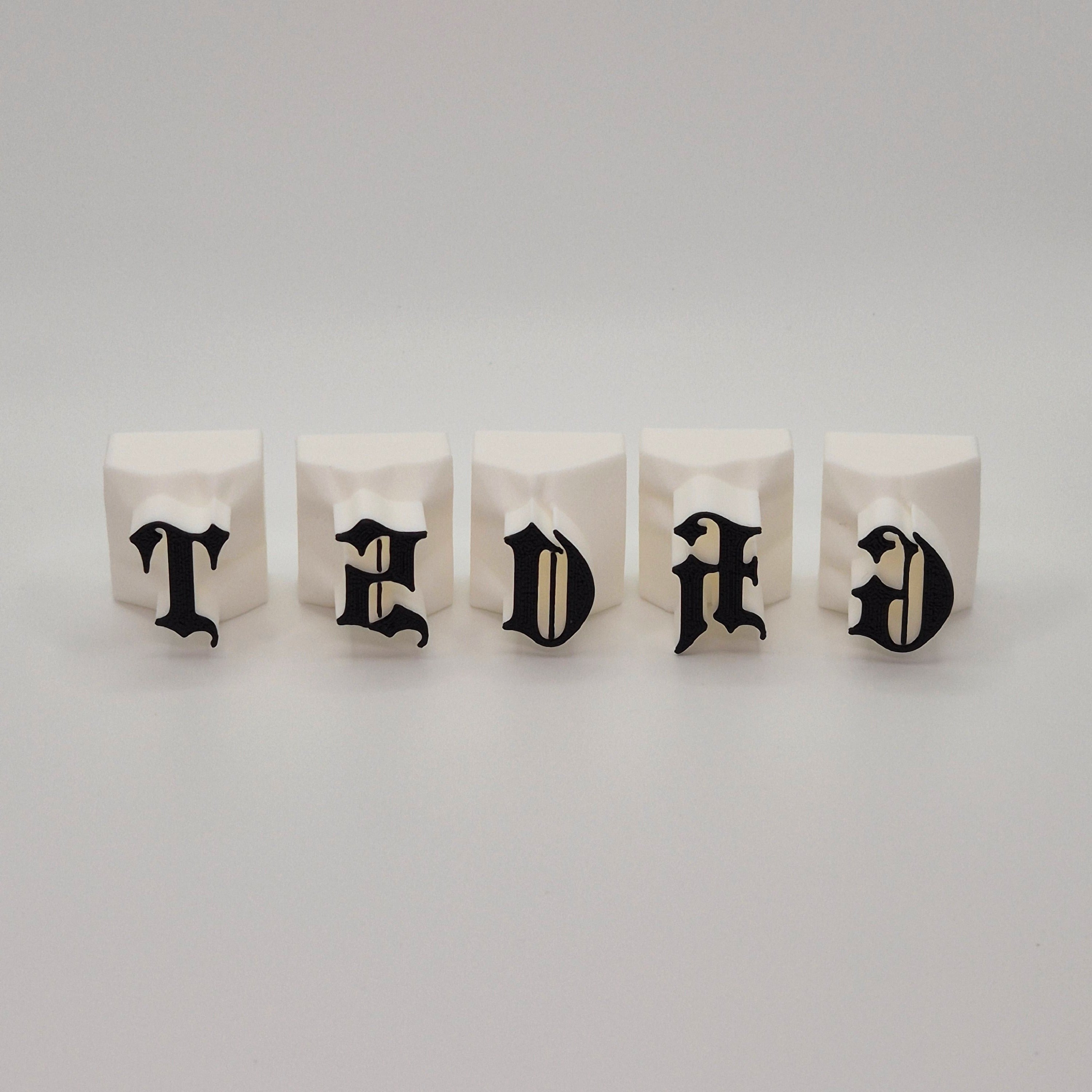 Bottom view of pottery stamps
